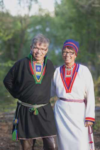 Sami couple in traditional Sami costume